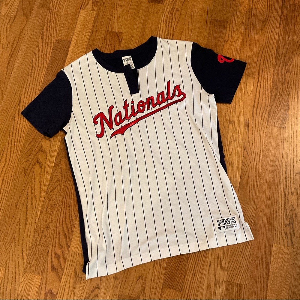 Pink X MLB Collaboration- Nationals Baseball Tee. Size S